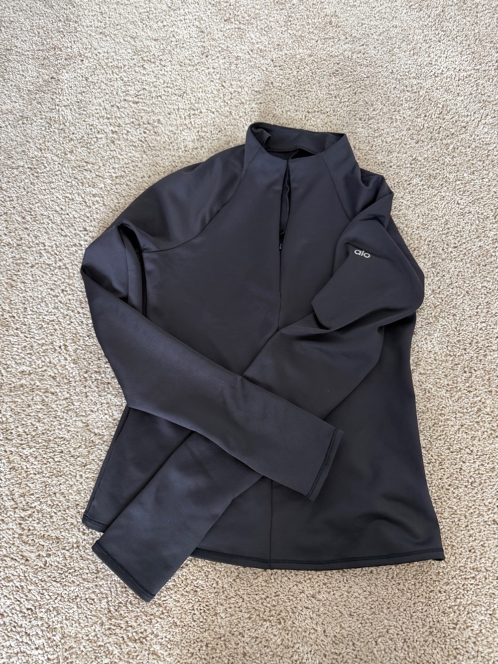 ALO Yoga Black Half-Zip Pullover Hoodie